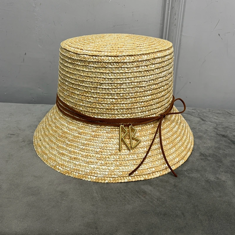 RB Straw bucket Hat for women Retro Elegant outing along Straw Hat Basin Hat Sun Protection Sun hat in beach