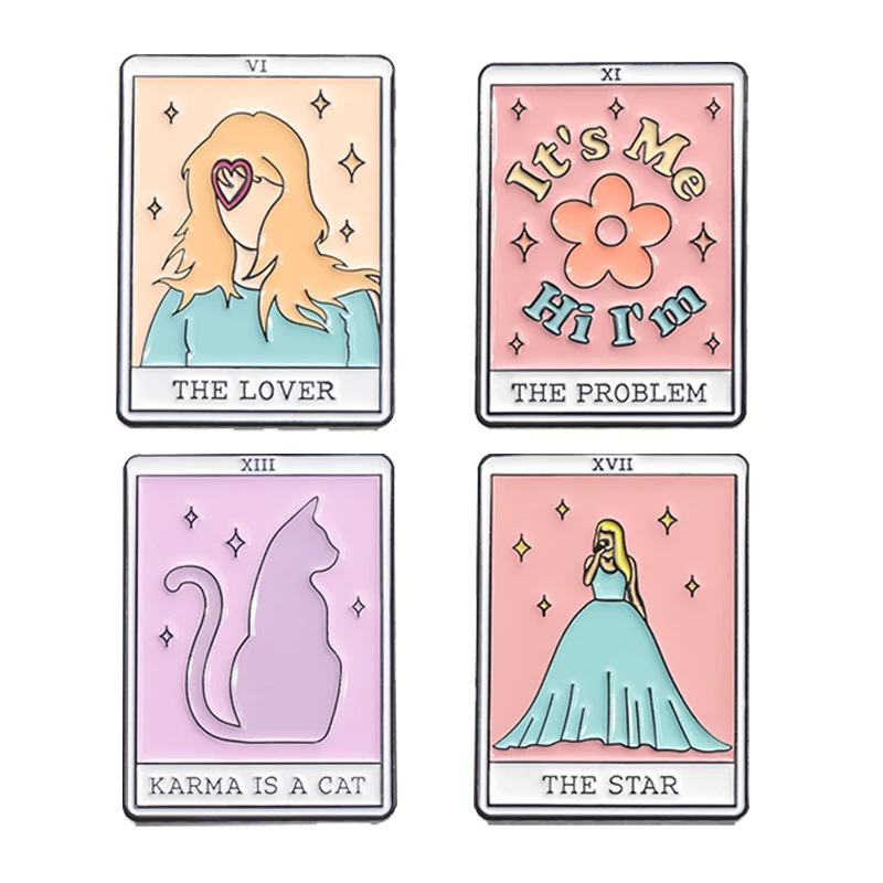 Pop Female Music Singer Enamel Pins Tarot Cards The Lover Cartoon Brooches Metal Lapel Badge Accessories for Friends Wholesale