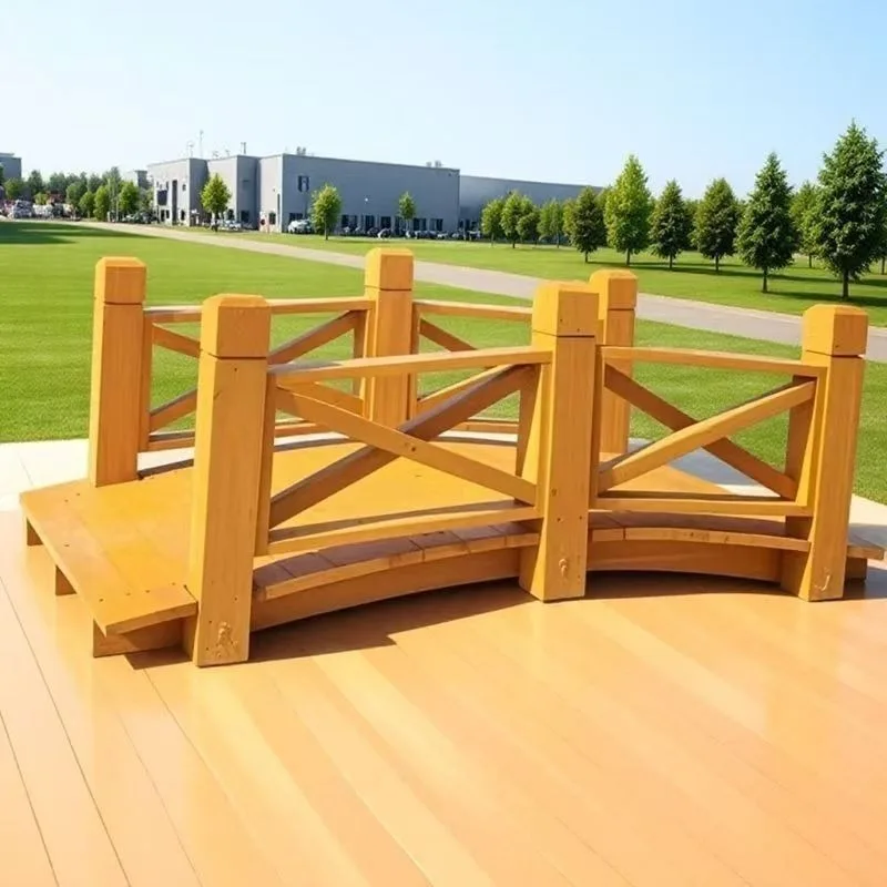 Outdoor anticorrosive wooden arch bridge