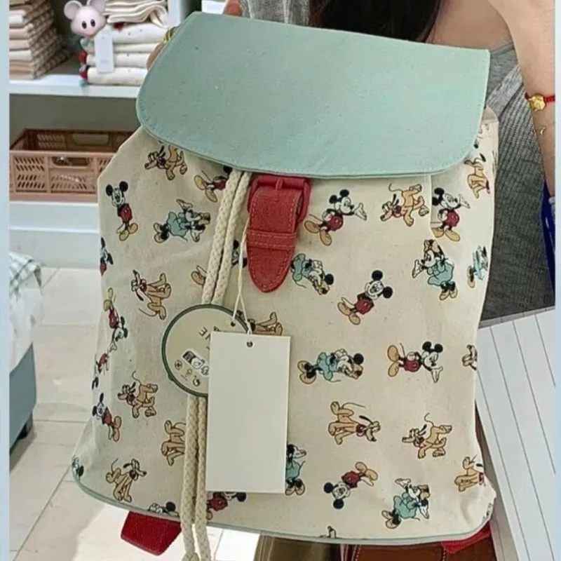 Disney Design Mickey Mouse Korean Style Drawstring Pocket Lightweight Cartoon Cute School Bag Primary School Student Backpack