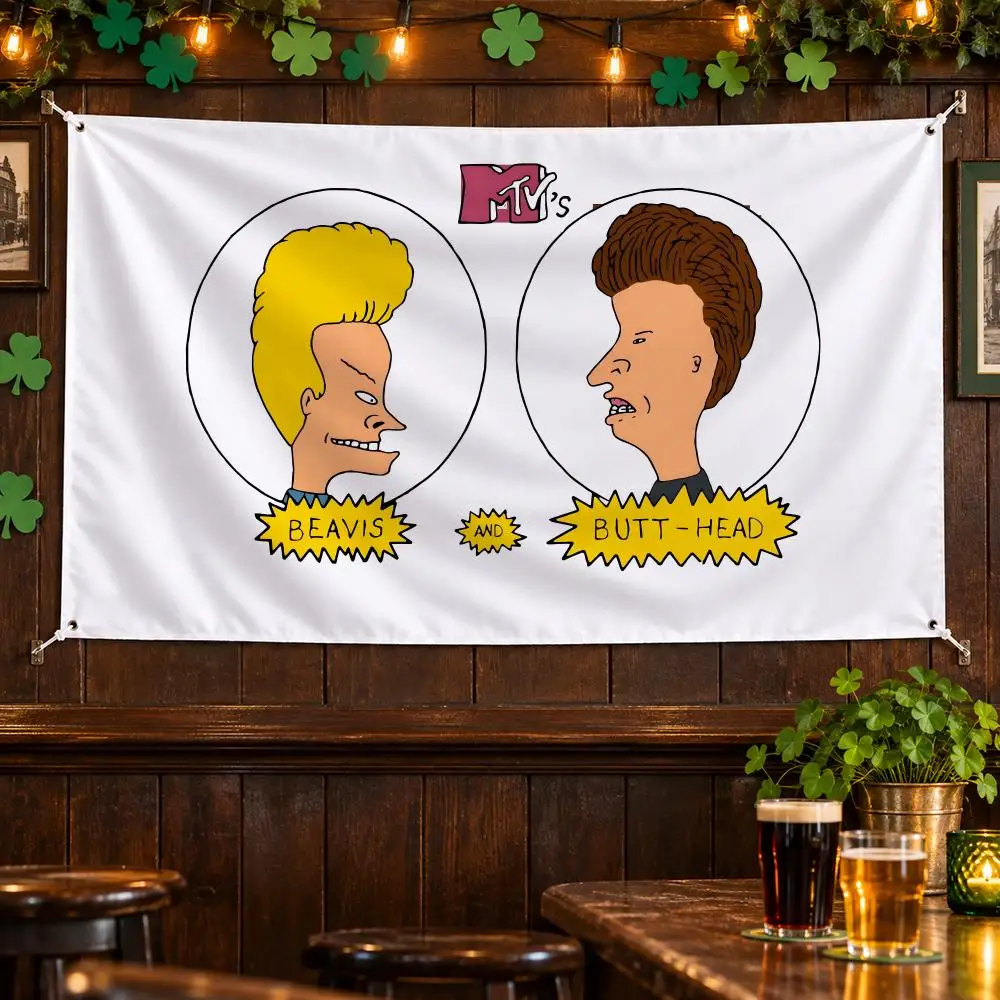 Beavis And Butthead Tv Anime Flags No Hem Banner Anti Fade Washable Home Wall Decor Multi Sizes
