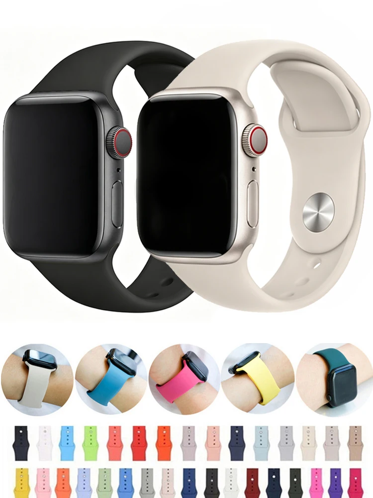 Straps For Apple Watch Bands 44mm 40mm 45mm 41mm 49mm 46mm 42mm correa silicone bracelet iwatch series 11 10 7 8 se 9 ultra 2 3
