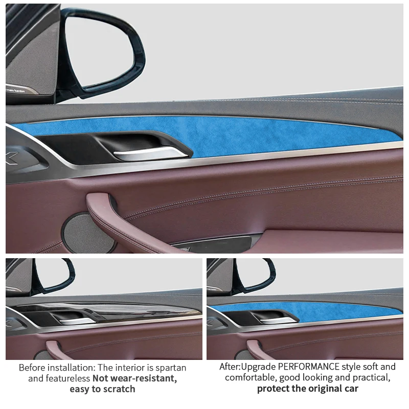 لسيارات BMW X3 G01 G08 X4 G02 مقبض الباب الداخلي إطار الكسوة الزخرفية ملصق مصنوع من الكانتارا اكسسوارات ضبط السيارات الداخلية 4 قطعة #2