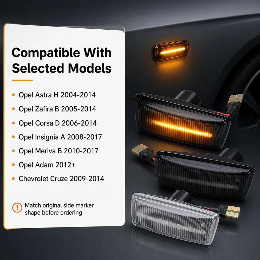 2CPS(Right&Left) 1713423 1713424 Side Marker Turn Signal Light for Opel Astra H Corsa D Insignia Zafira B
