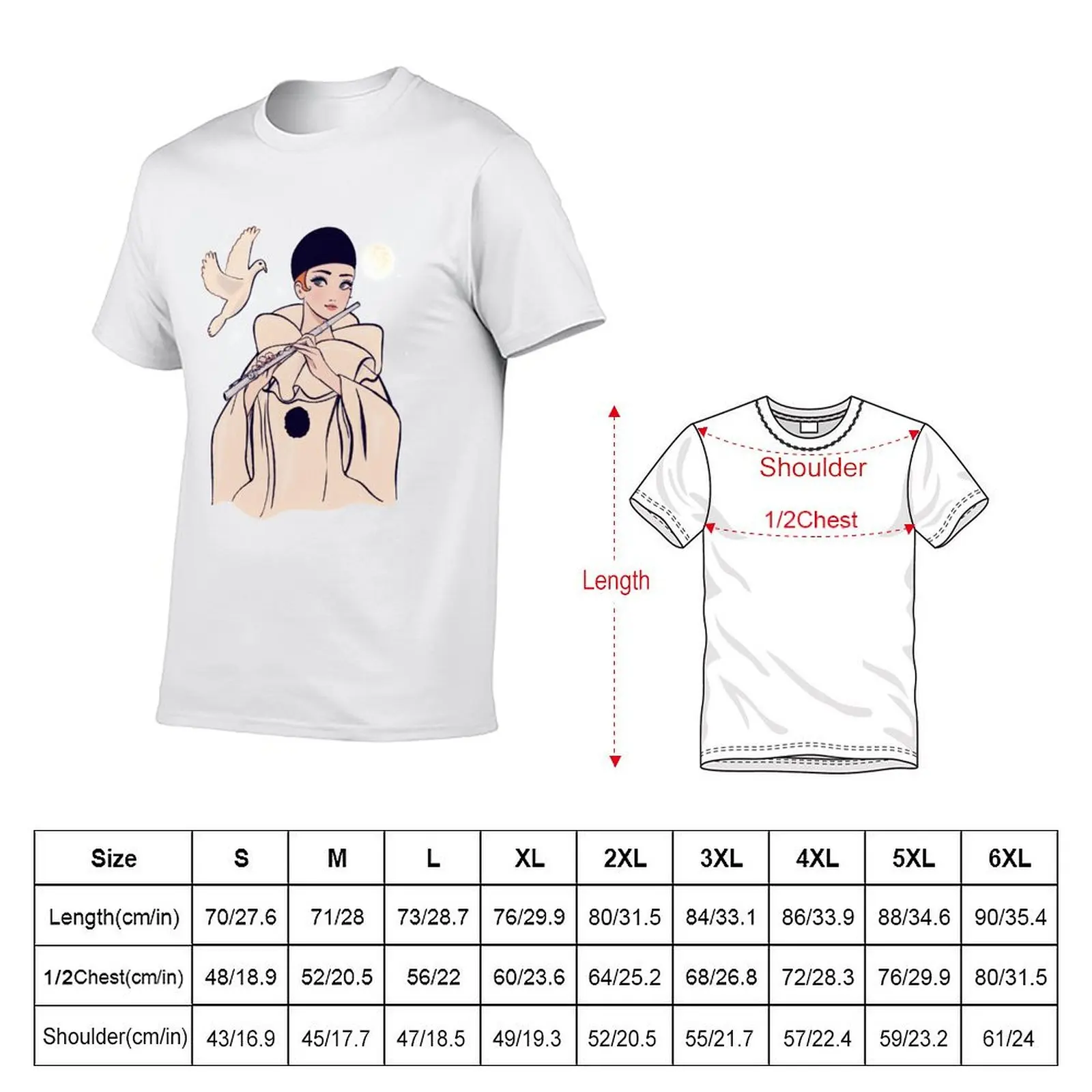 Pierrot playing flute T-Shirt essential t shirt man t shirt heavy cotton T-Shirt