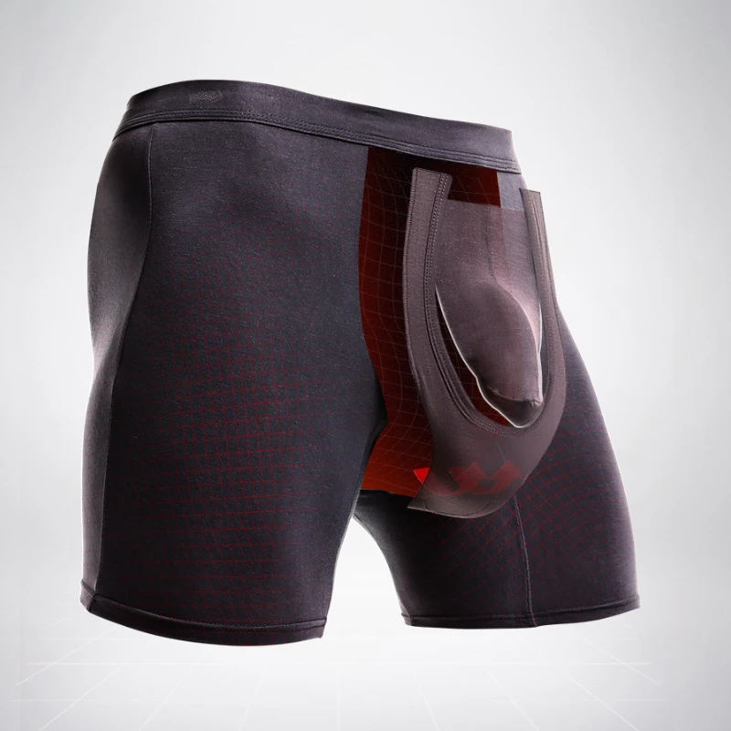 ملابس داخلية رياضية ممتدة للرجال، أربعة زوايا مضادة للساق، سراويل كبيرة قابلة للتنفس للجري #6