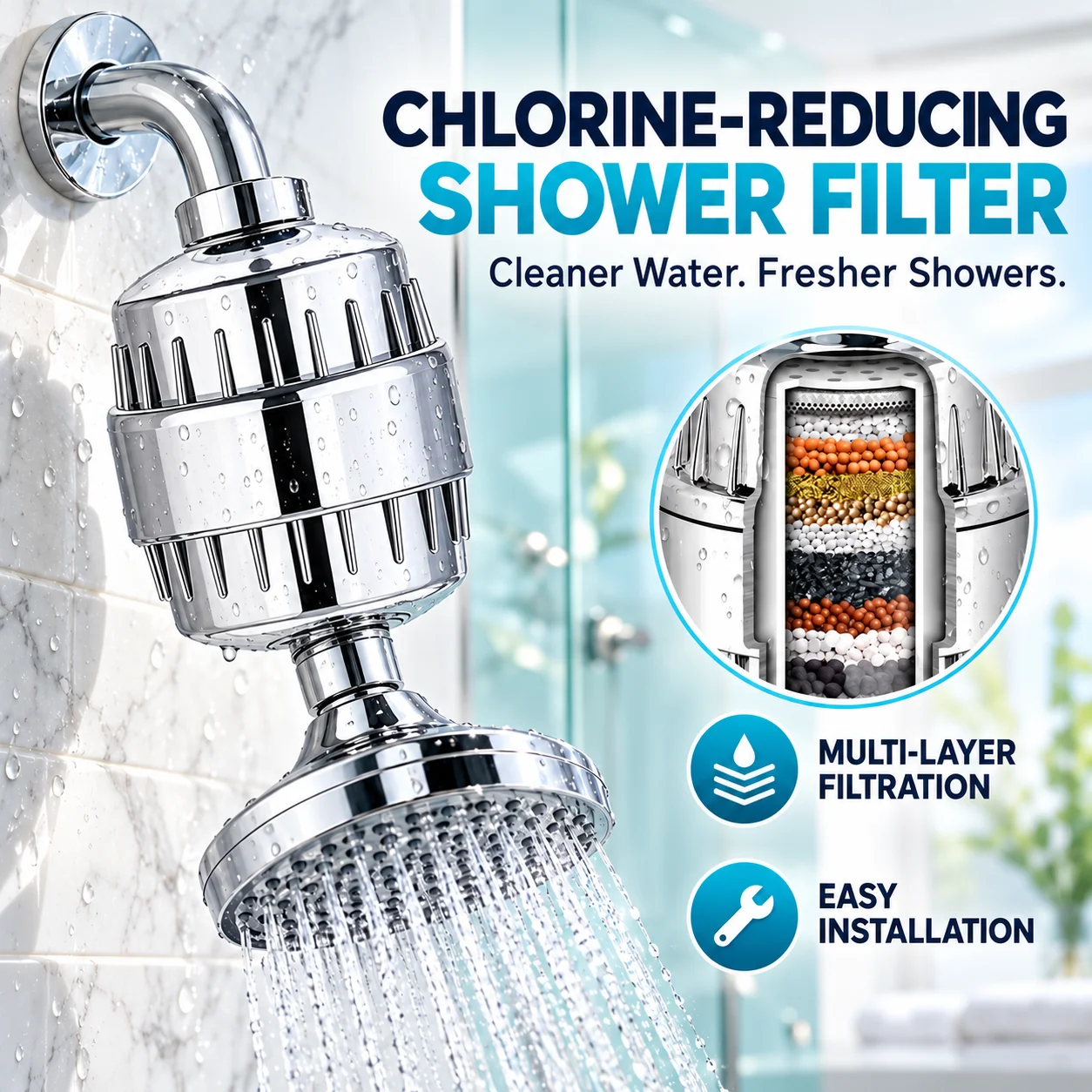 Household 15-20 Stage Shower Filter Element Water Purifier Cartridge Remove Residual Chlorine Bath Skin Care Replacement Filter