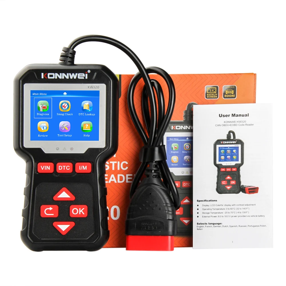 

KONNWEI KW320 OBD2 Auto Car Scanners Professional Automotive Car Code Reader 9 Languages Obd Car Diagnostic Instrument Tool