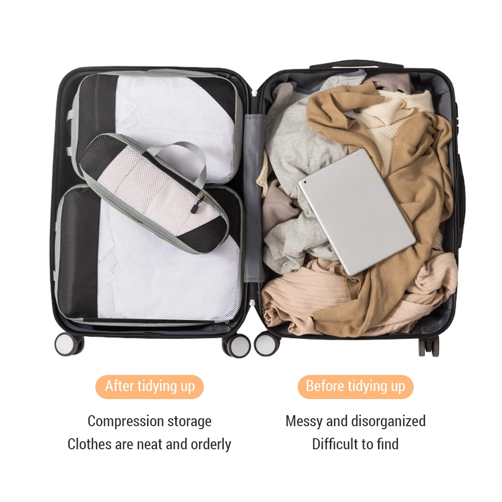 1 Set Compression Packing Cubes Compressible Travel Packing Organizer for Carry on Suitcase Clothes Bag Organizer