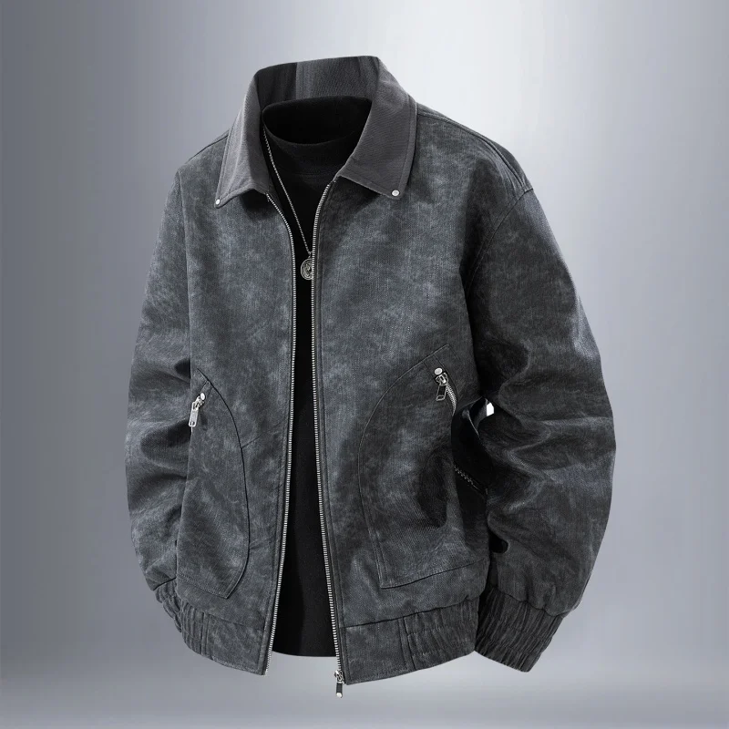 

Осенняя мужская модная куртка 2025 года, мужская повседневная куртка с отложным воротником, высококачественная куртка на молнии, мужской водонепроницаемый и ветрозащитный топ