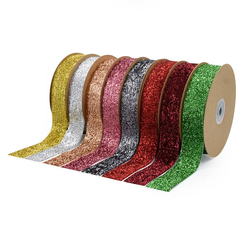 (10 Meters/roll) 25mm Powder Coated Velvet Ribbon Wholesale Gift Packaging Decoration Christmas Lace Ribbons Holiday Party DIY