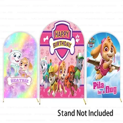 Cartoon Paw Patrol Dog Bone Pink Girl Baby Birthday Party Arch Backdrop Cover Baby Shower Background Photography Photo Studio