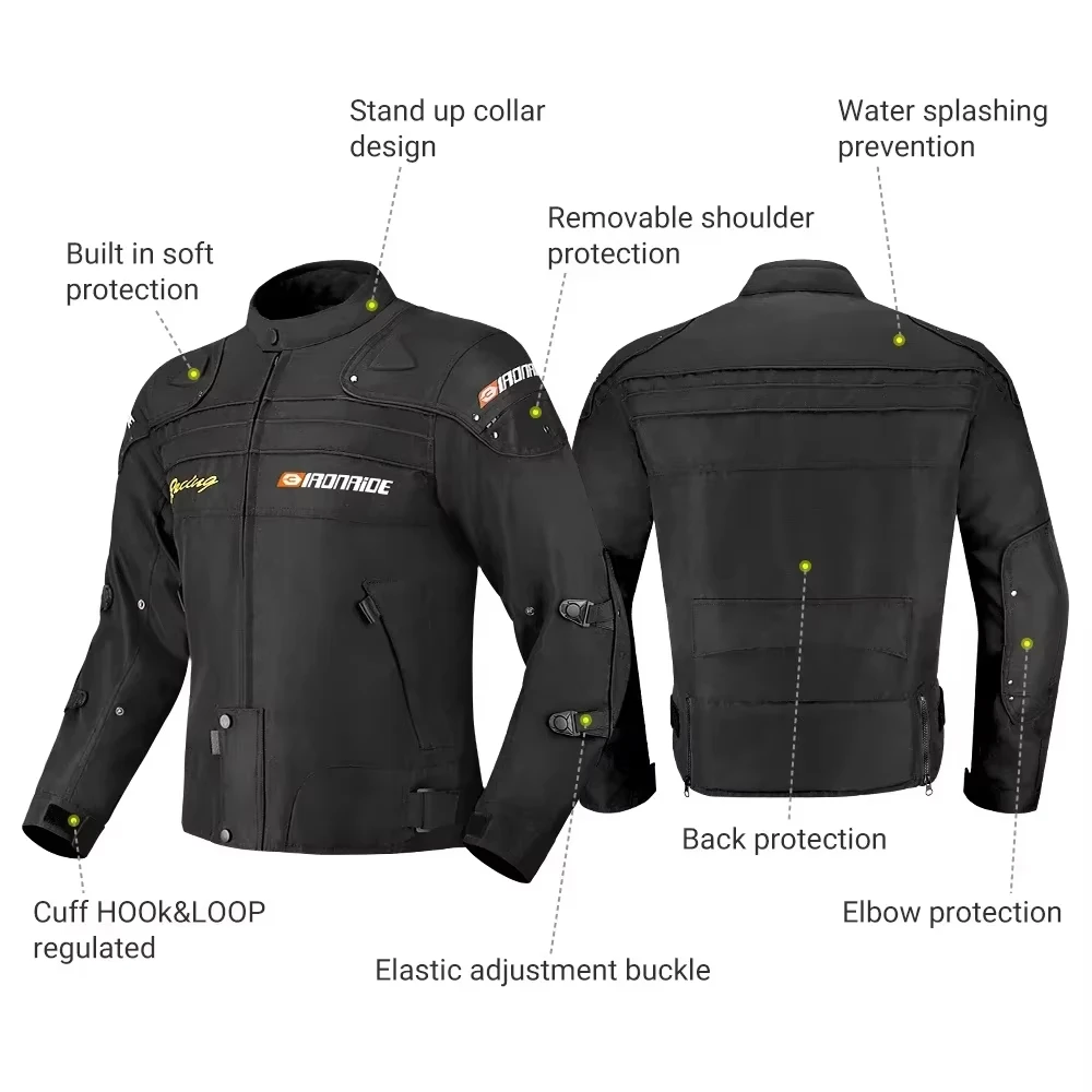 Men Motorcycle Jacket Waterproof Motorbike Riding Coat Moto Jacket Motorbike Riding Clothing Black Motorcycle Equipment