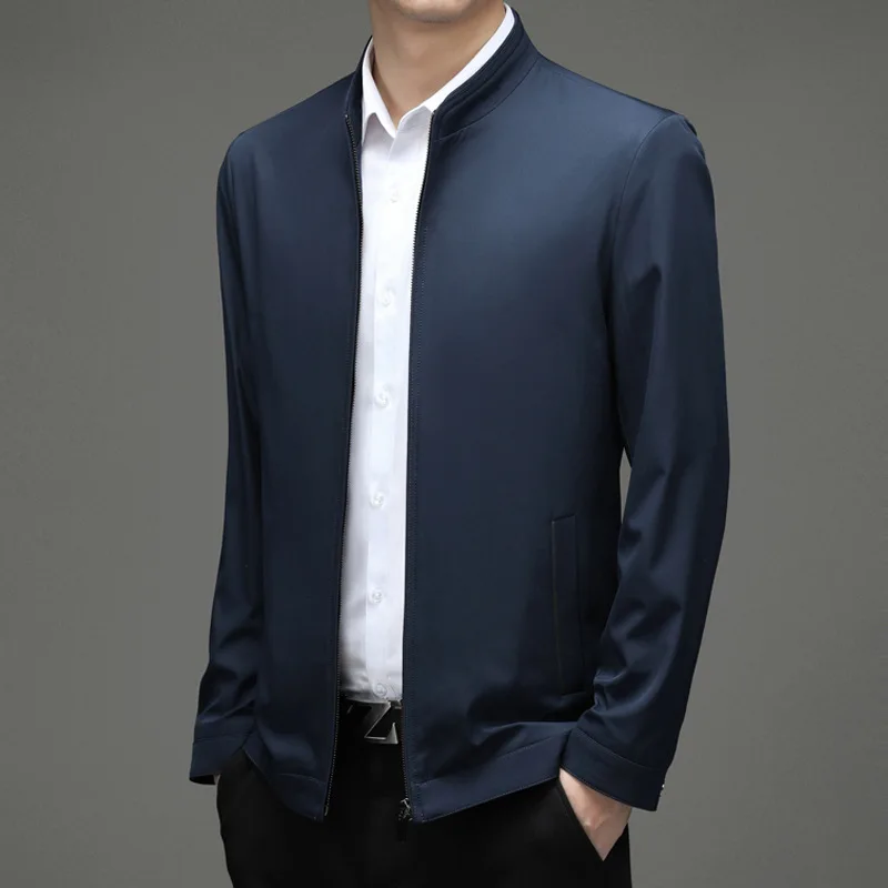 

Мужская повседневная куртка-жакет с воротником-стойкой, весна-осень, новая, из полиэфирного волокна, удлиненная, верхняя одежда