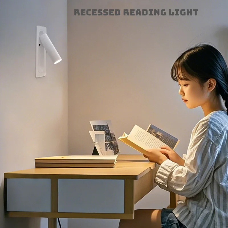 Bedside Lamp Wall Lamp LED Reading Lamp Embedded Spotlight Eye Protection Lamp Hotel Bedroom Study Can Be Rotated 3W5W 110V/220V view 2