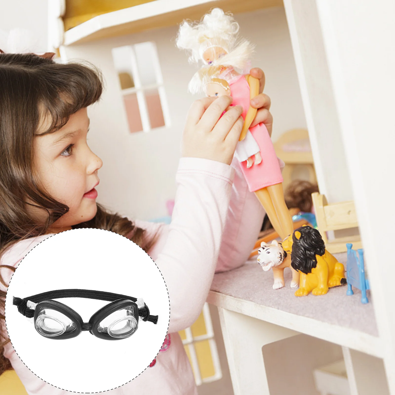 4 Pcs Mini Swimming Goggles Tiny Glasses for Dress up Costume Accessories Toy Plastic Eyeglasses