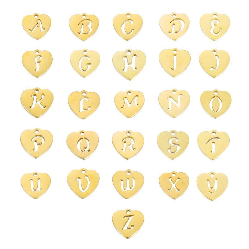 

26Pcs/Lot Stainless Steel 12mm Love Heart Initials Pendant For DIY Jewelry Making Necklaces Bracelets