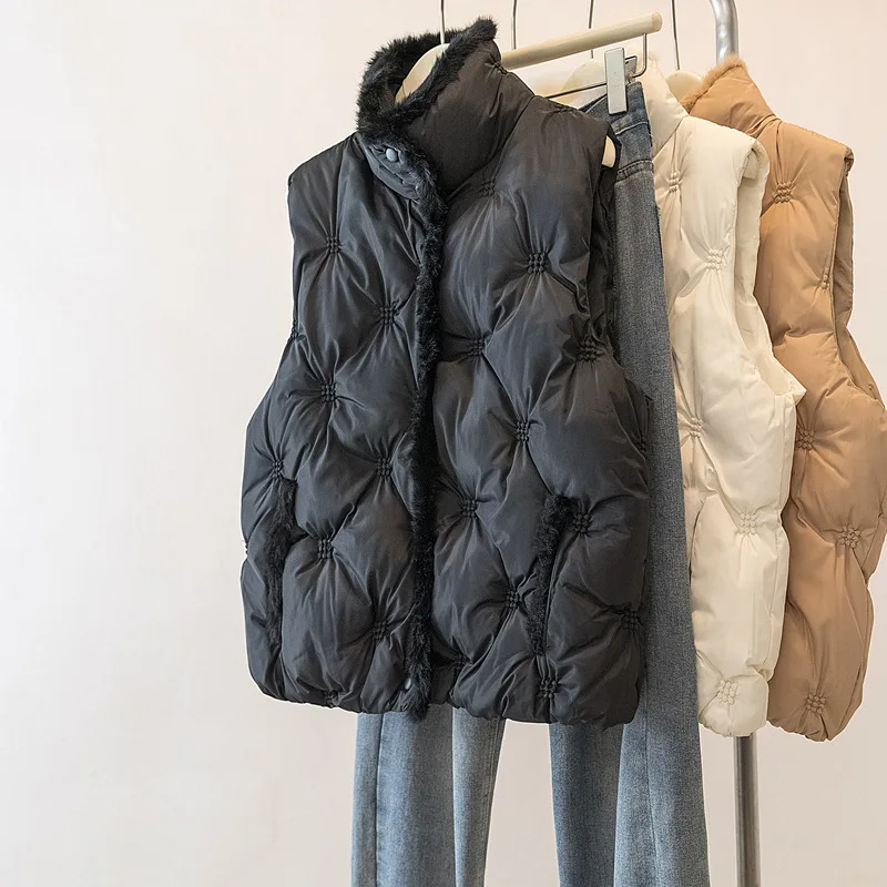 سترة قطنية خفيفة الوزن سترة نسائية لخريف وشتاء نمط جديد سميكة بياقة واقفة وسادة كتف معطف قطني عصري... #2