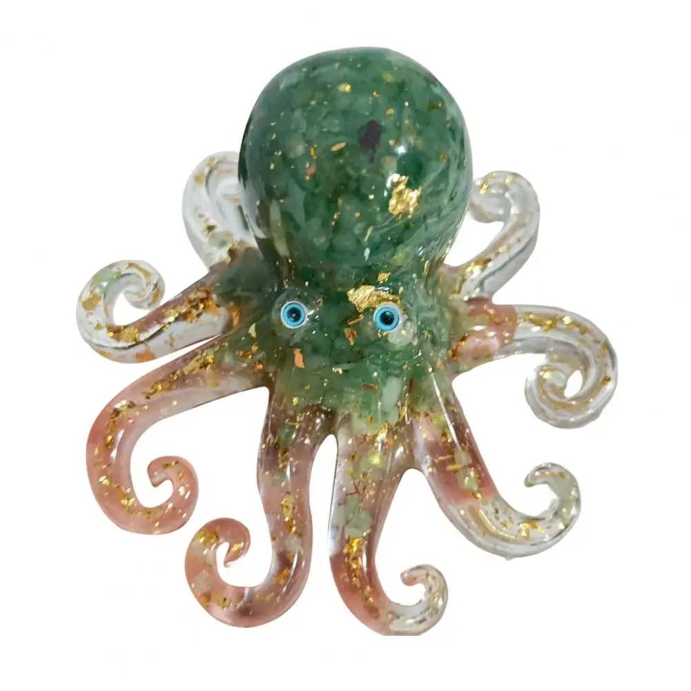Sea Life Decoration Faux Epoxy Octopus Ornament Healing Natural Stone Figurine Sea Desktop Decoration Sculpture for Home Office