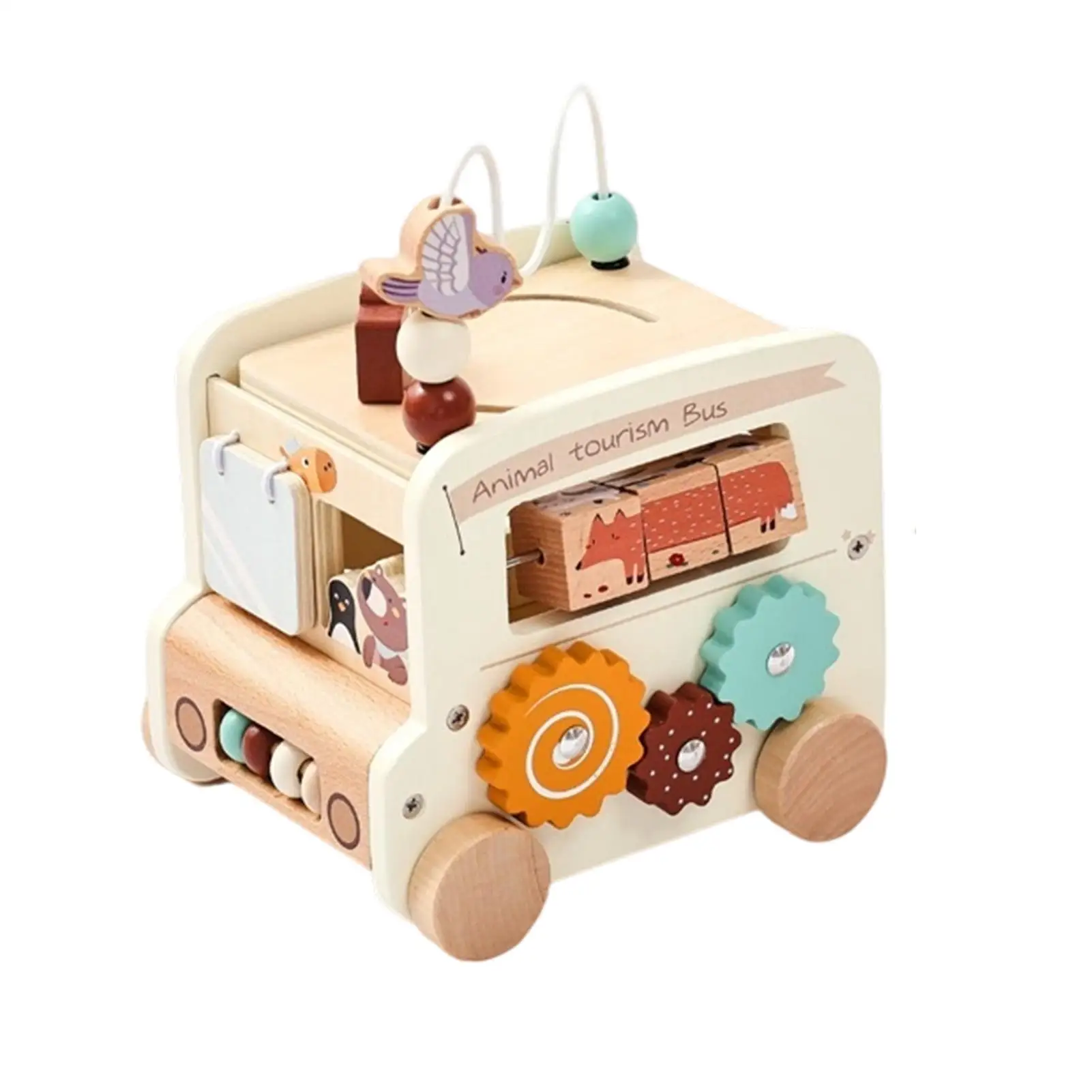 Zabawki edukacyjne autobusy 5 w 1, zabawki edukacyjne dla dzieci w kształcie autobusu, ćwiczenia dopasowywania kolorów i kształtów, klocki konstrukcyjne dla dzieci, dziewczynek i chłopców.