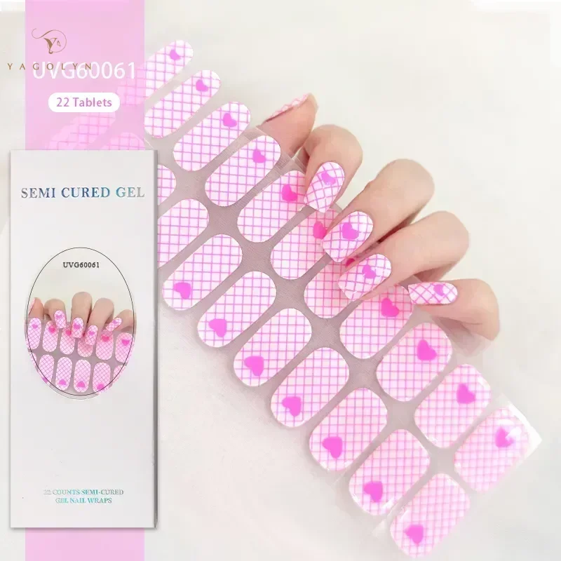 Black Nude Line Semi-Cured Gel Nail Patch Slider Lijm Langdurige Volledige Cover Gel Nagel Stickers Uv Lamp Nodig Nagelbenodigdheden