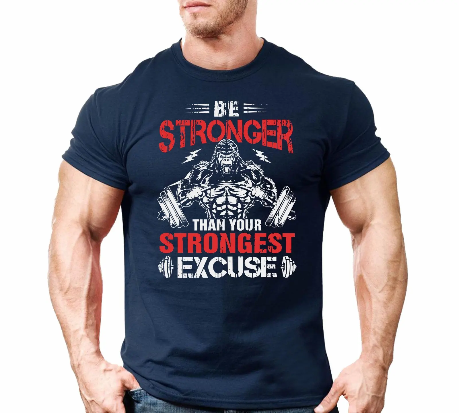 Be Stronger Gorilla T-Shirt Gym Summer Men Tracksuit Short Sleeve Pullover Top Breathable Sportswear Harajuku Fashion Streetwear