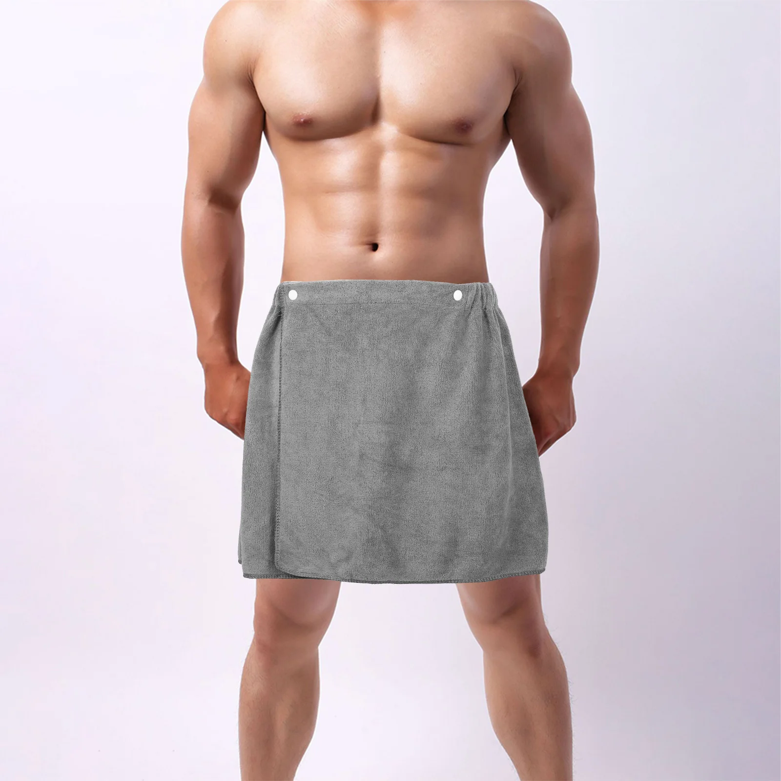 

Men'S Bath Towel Adjustable Absorbent Quick Dry Polyester Fiber Shower Wrap Comfortable Bath Skirt For Male Gym Home Use
