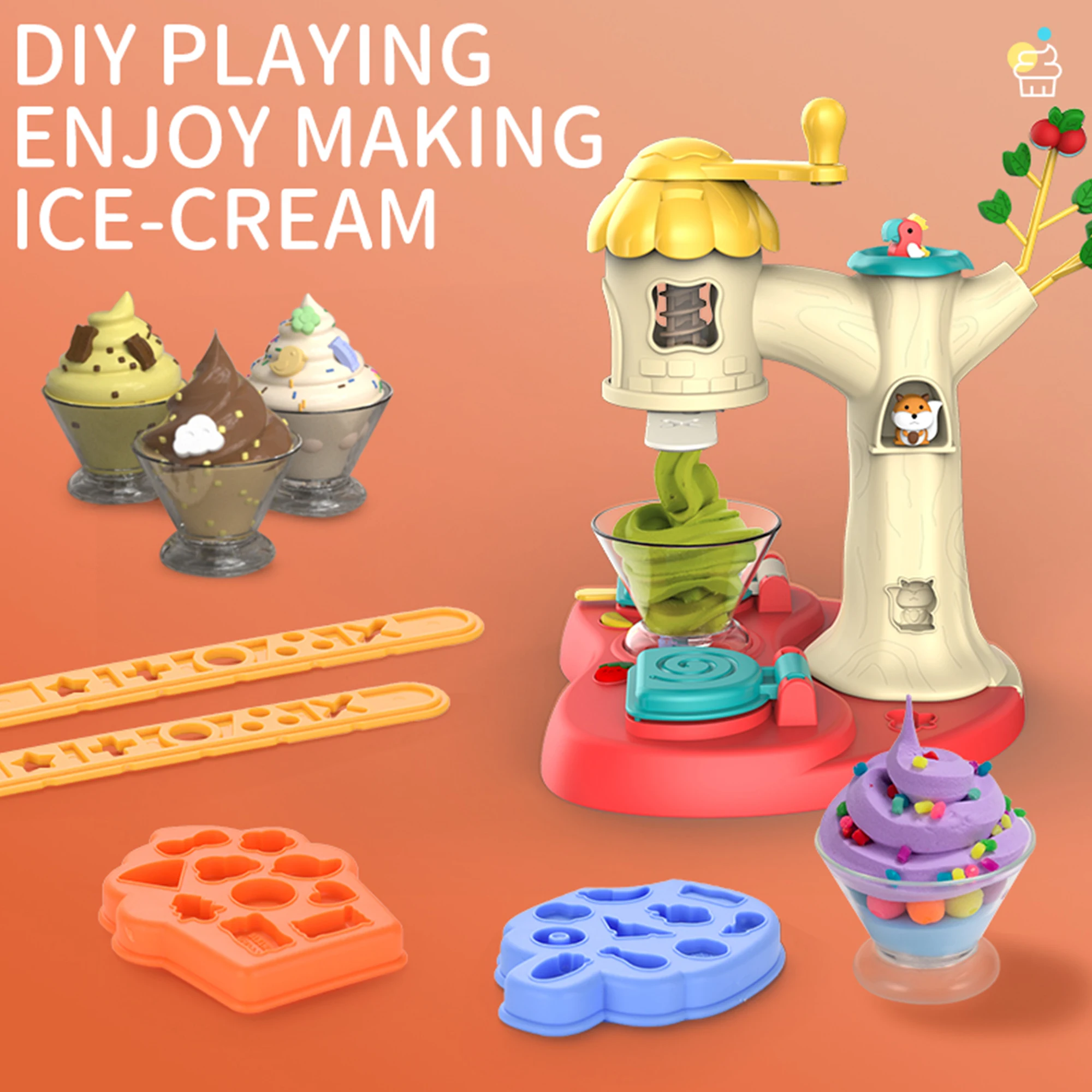 Kinder farbe Ton Eis Nudel maschine 26 Stück DIY Simulation spielen Teig Spielzeug Set Plastilin Form Werkzeug Produktion Spielzeug