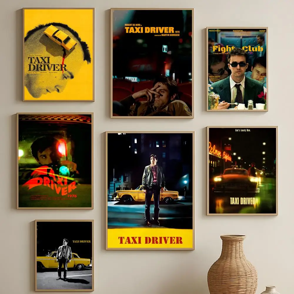 Pôster de filme de crime Taxi Driver em HD, arte de parede autoadesiva à prova d'água, fácil de aplicar, decoração para múltiplos cenários