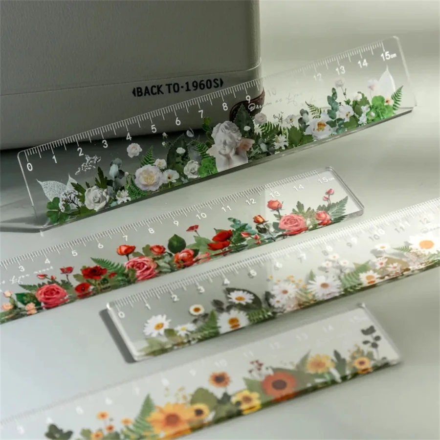 Plant Clear Ruler - Acrylic Ruler 5.91inch School Ruler With Centimeters