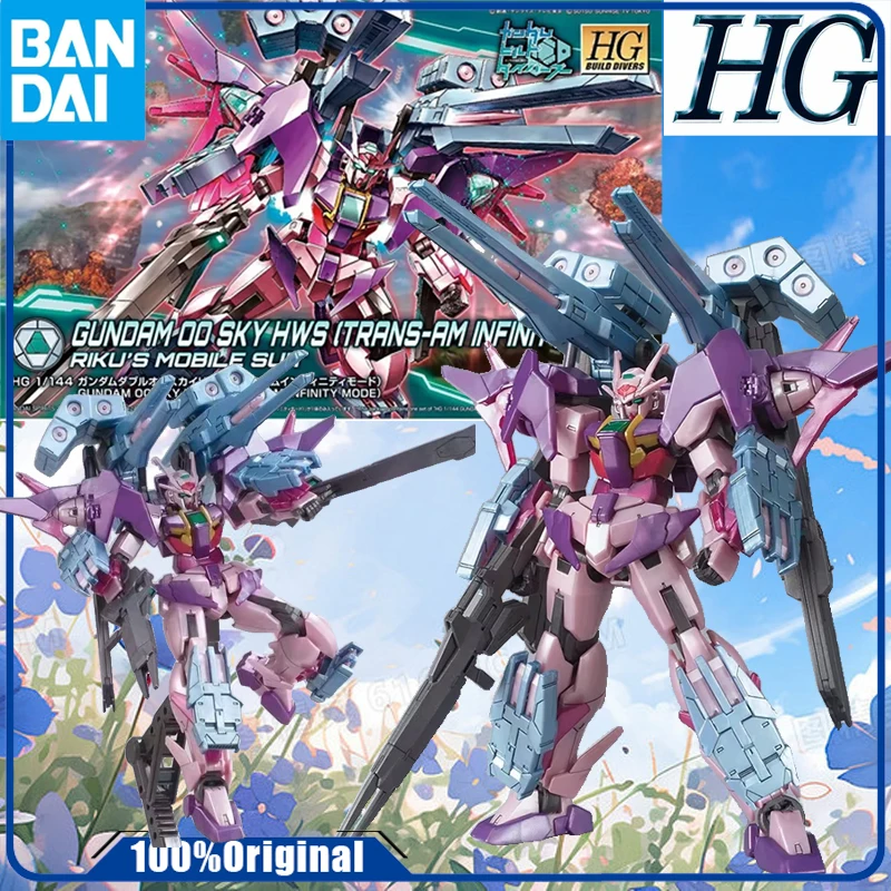 Bandai ORIGINAL   HG BUILD DIVERS RIKUS MOBILE GUNDAM 00 SKY HWS TRANS-AM INFINITY  Anime Action Figure Assembly Model Toys