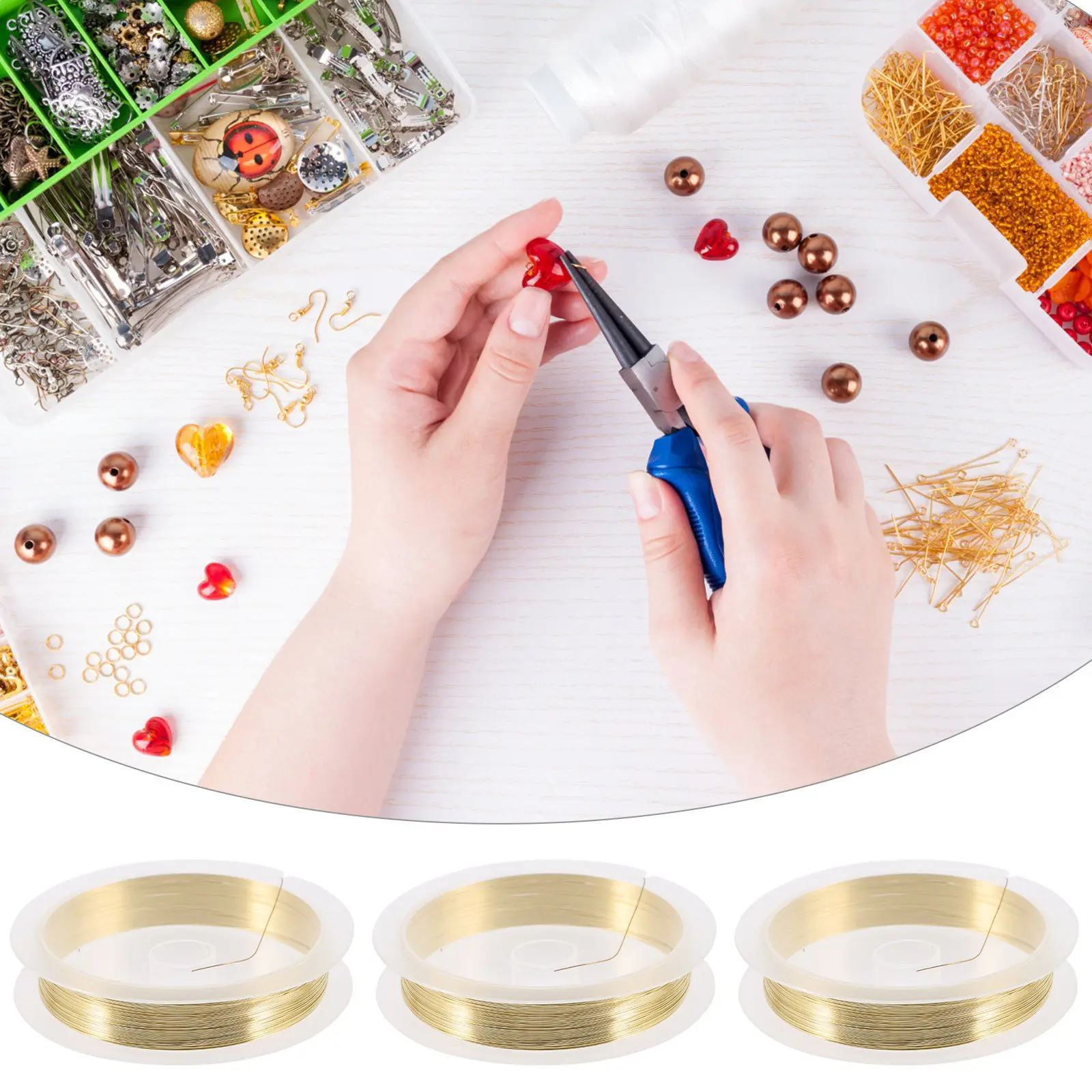 

10 Rolls Copper Jewelry Crafting Wire Bright Shiny Finish Excellent Flexibility Rustproof Durability for DIY Jewelry Making