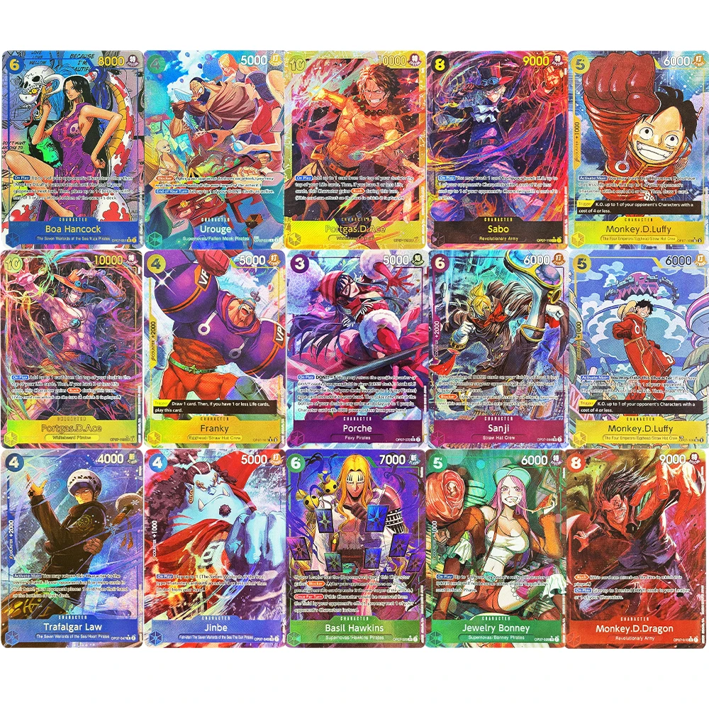 5PCS One piece Haracter Game Foil Texture Card OP07 500 Years in the Future Urouge Jewelry Bonney Boa Hancock Portgas.D.Ace OPCG