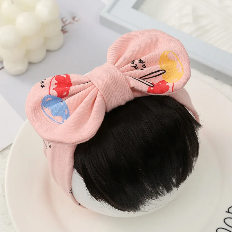 Hair Accessories Cotton Printed Bow Fashion Cute Baby Girl Hair Wig Hat Hairpiece Newborn Children Kids Girls Headbands Headwear