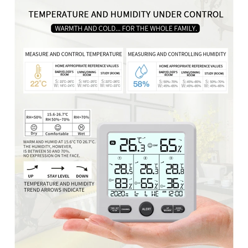 Multifunction Temperature Hygrometer Wireless Digital Weather Station Indoor Outdoor Forecast Sensor