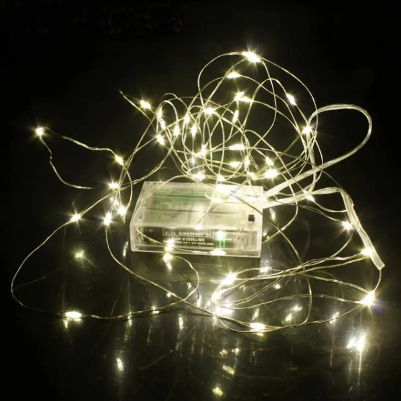 10M 100 LED Copper Wire String Lights Warm White LED Strings for Christmas Wedding Party Powered By 3 AA Battery