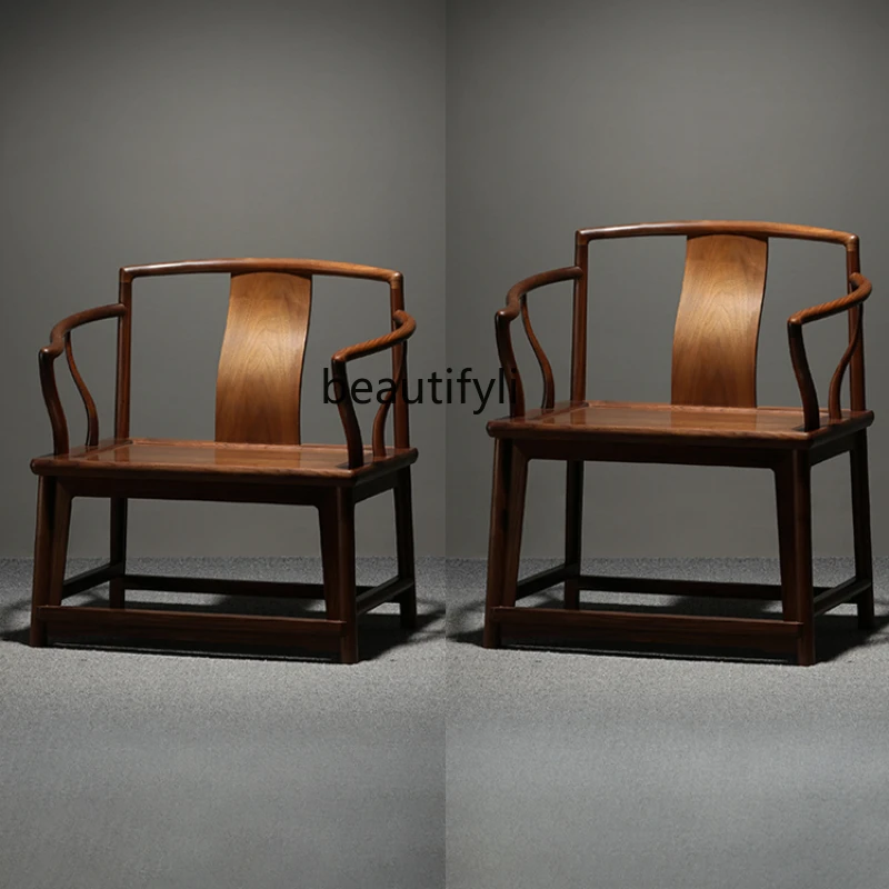 New Chinese Antique Solid Wood Low round-Backed Armchair South Offical Hat Chair Armchair Palace  Royal Chair Master Chair