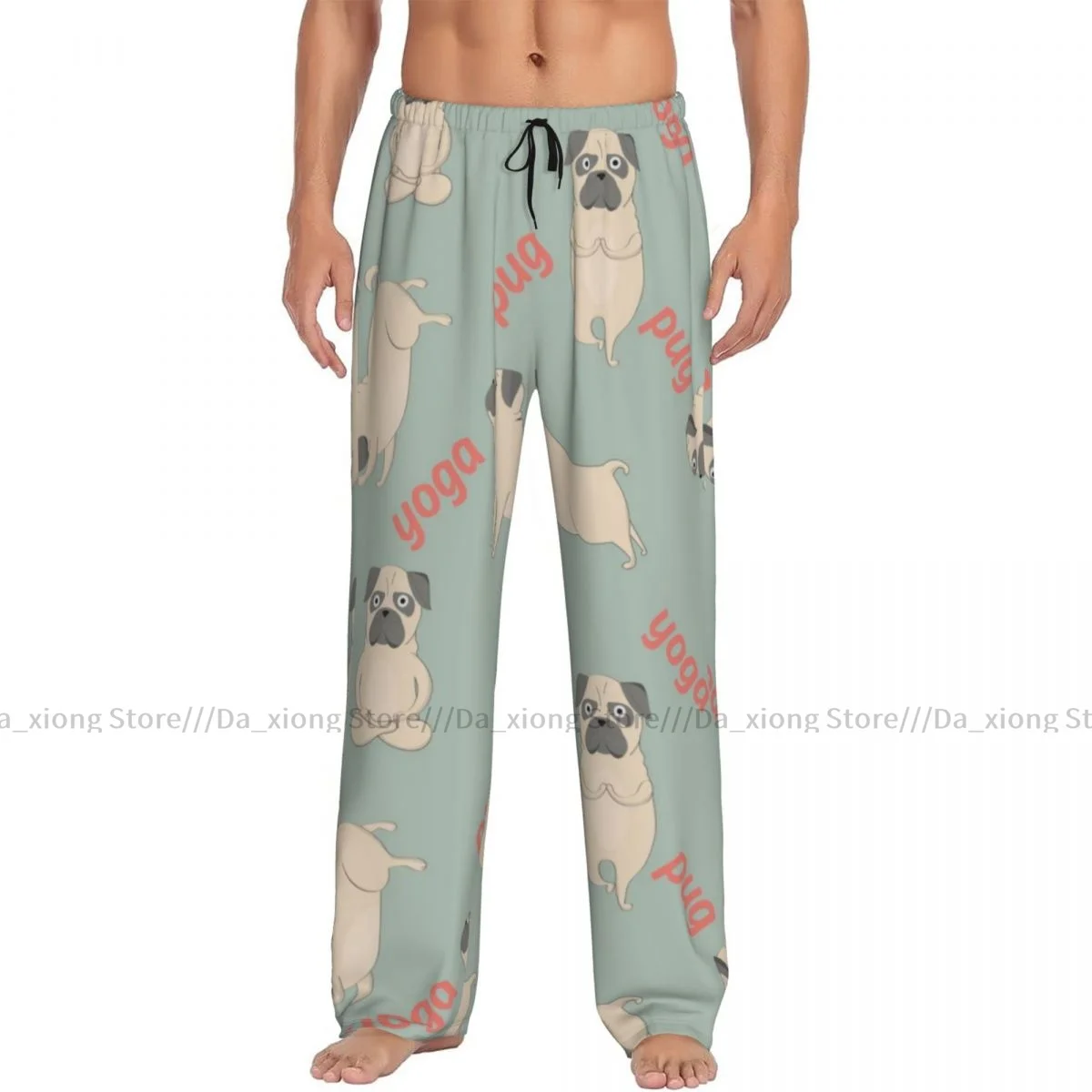 Meditation Yoga Pug Dog Mens Pajamas Pyjamas Pants Lounge Pants Sleep Bottoms