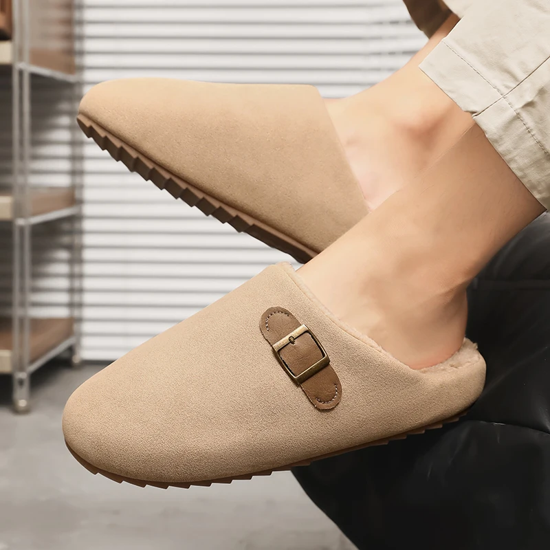 

2025 new style outerwear-able men's padded slippers Baotou cotton slippers, warm cotton shoes for autumn and winter