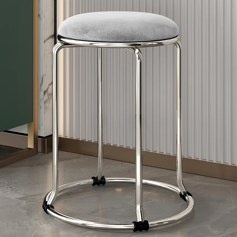 Luxury Nordic Dining Bar Chairs High Make Up Modern Iron Bar Stools Restaurant Round Tabourets De Bars Home Furniture