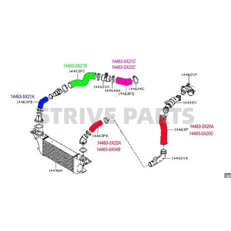 Silicone black OE 144635X20A 144635X22A 144635X22C 144635X21A 144635X21B turbo sleeve for Nissan Navara D40 V6