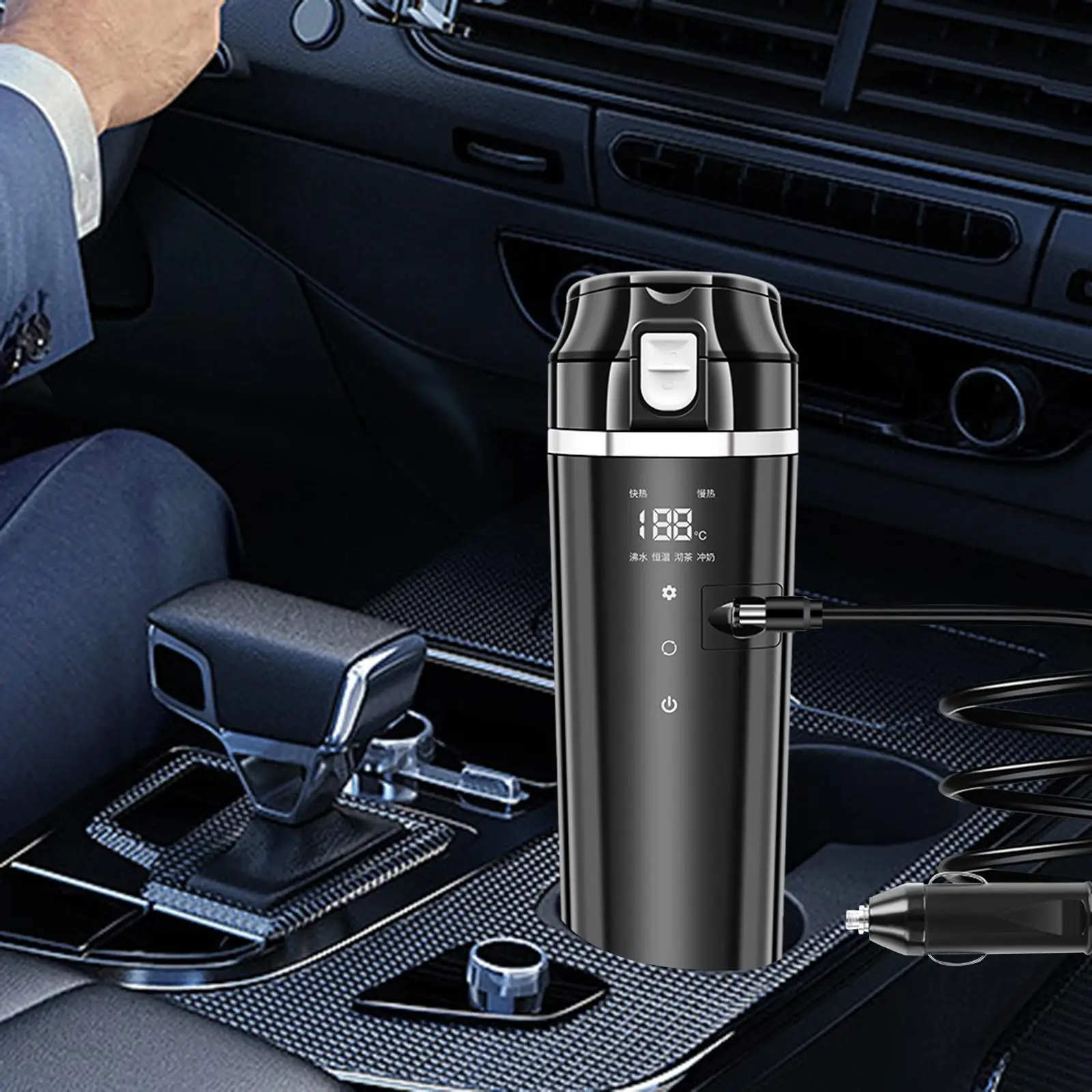 Car Electric Drinking Cup Travel Kettle 0.5L 23x7cm for Drivers Sturdy