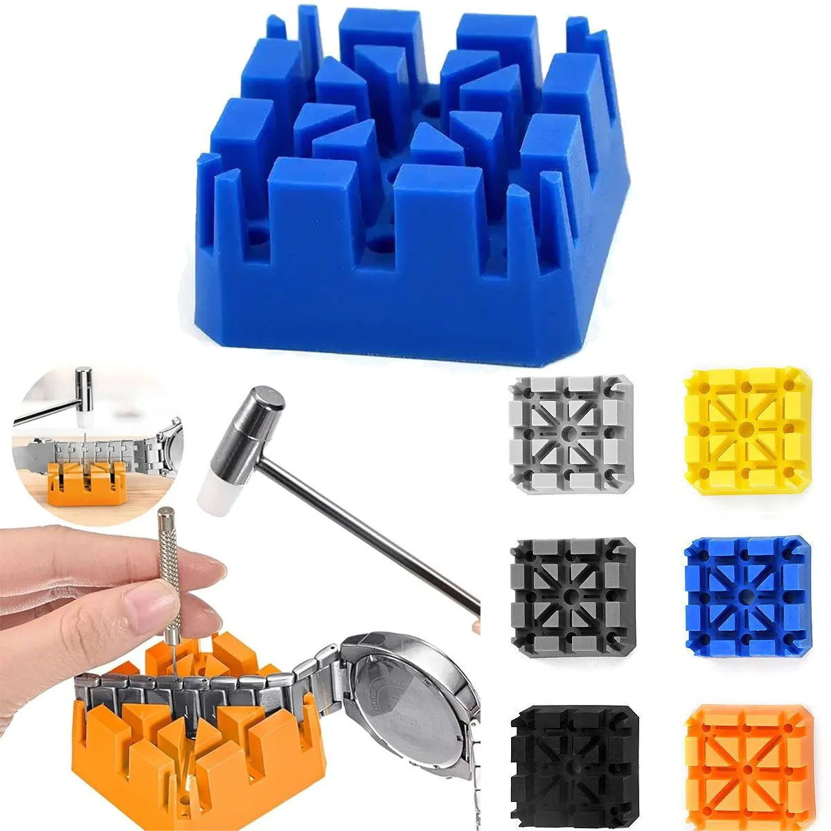 Correa de reloj para quitar y arreglar la Base, herramientas de plástico para reparación de relojes, bloque removedor de pasadores de enlace para relojero, 1 ud.