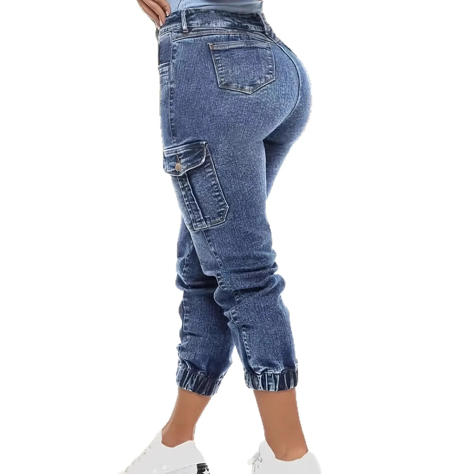Dames jeans streetwear zakken gesplitste potloodbroek slim fit gaten noodlijdende broek casual denim broek zakken herfst winter