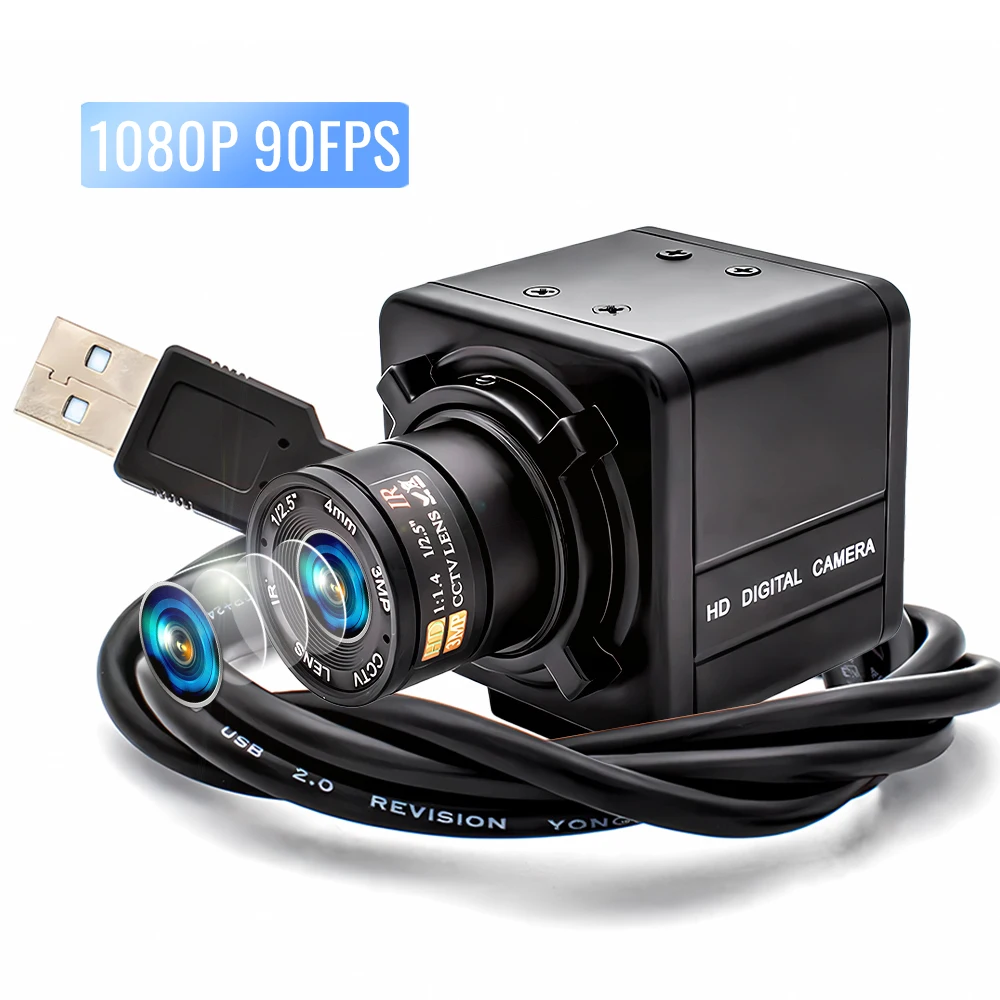 

Global Shutter USB Camera 1080P 90FPS Industrial Metal Box With Fixed Focal Lens Plug And Play For Live Video Teaching Meeting