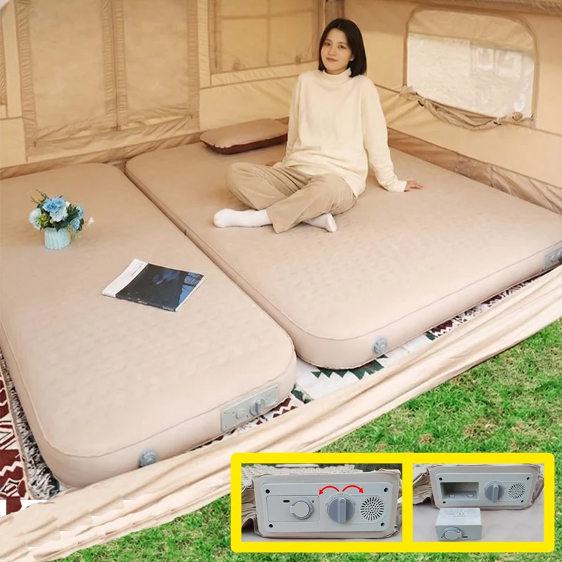 Самонадувающийся коврик Lohas, компактная складная спальная кровать, коврик для кемпинговой палатки, надувной матрас, утолщенный спальный коврик 10 см с насосом Самонадувающийся коврик Lohas, компактная складная спальная кровать, коврик для кемпинговой палатки, надувной матрас, утолщенный спальный коврик 10 см с насосом