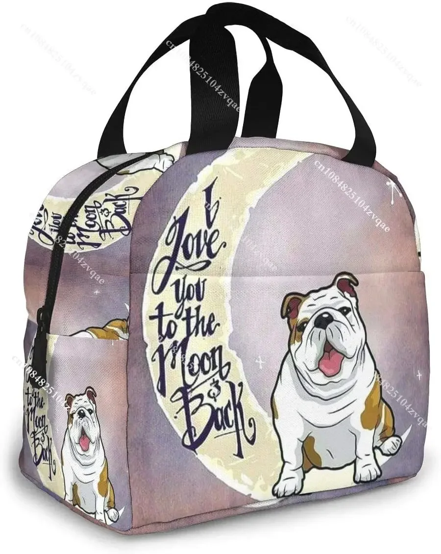 English Bulldog Unique Lunch Bag For Women Girls Kids Insulated Picnic Pouch Thermal Cooler Tote Bento Large Meal Prep Cute Bag