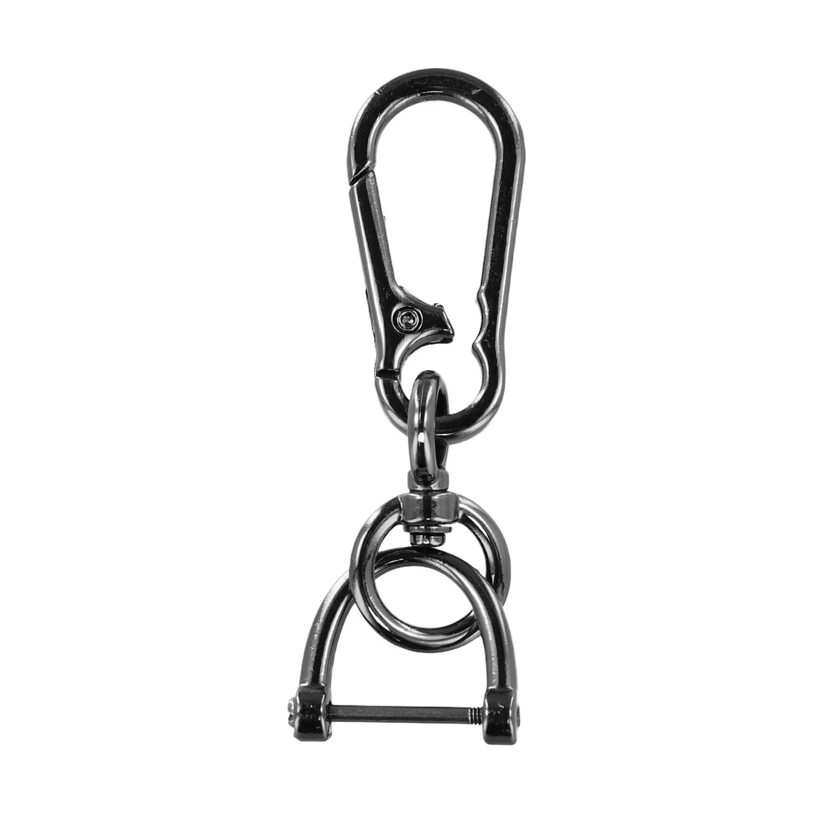 Creative Metal Car Keychain Keyring 8 Shape Buckle + Horseshoe Buckle Gun-Black Zinc Alloy 22mmx85mm For Cars Bags Keychain