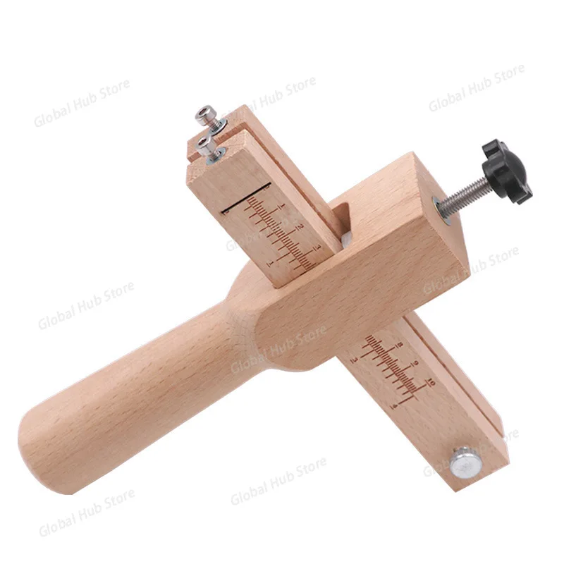 

Wooden Leather Strap Cutter Adjustable Strip Belt Precise Cutting Tool with 5 Sharp Blades for Leathercraft Handmade DIY Work