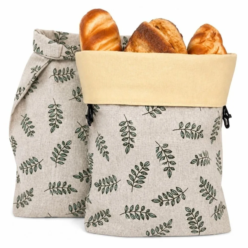 Reusable Beeswax Bread Bag Washable Antibacterial Food Storage Bag Fresh Keeping Printed Bread Storage Bag Homemade Bread